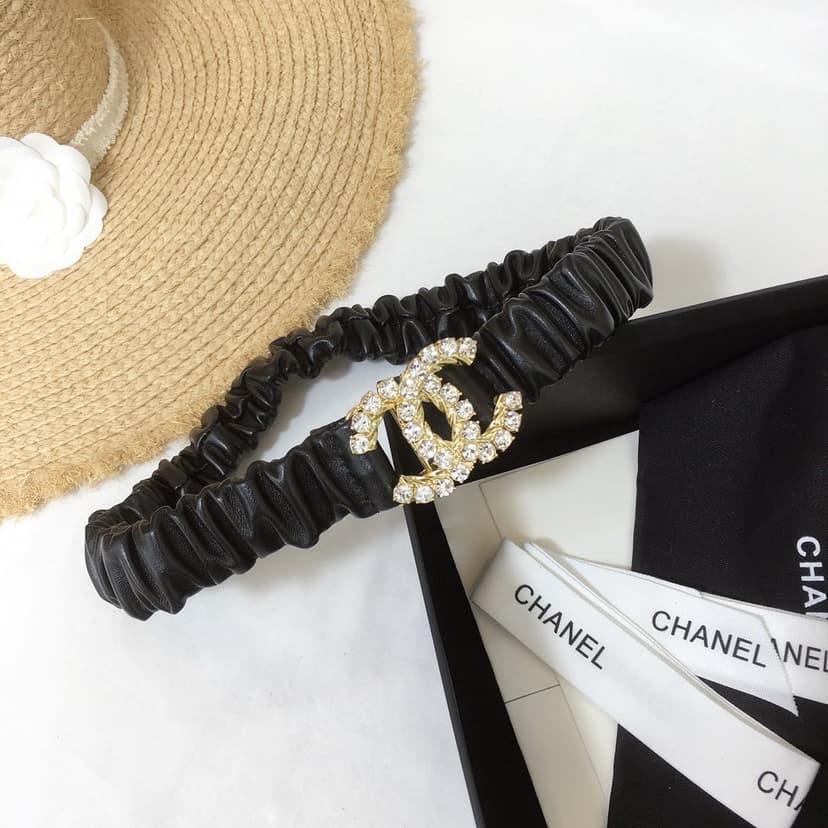 Chanel Belt With Double C Buckle Black With Gold-Toned Metal and Strass Hardware Women Belt