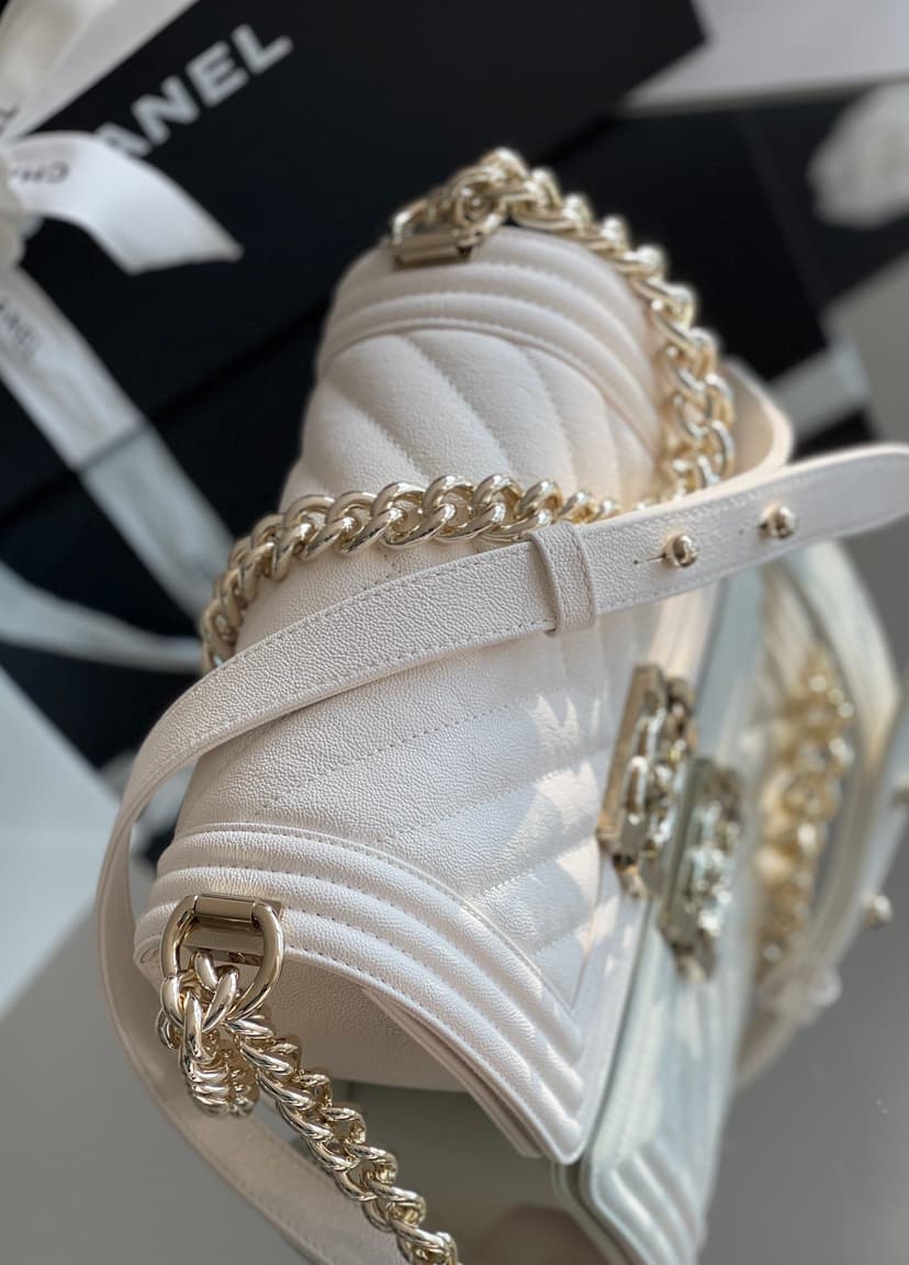 Chanel Mini Boy Flapbag White