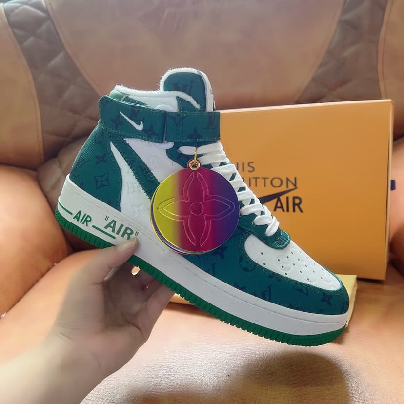 Louis Vuitton And Nike “Air Force 1” By Virgil Abloh White/Green For Men, Men’s Shoes