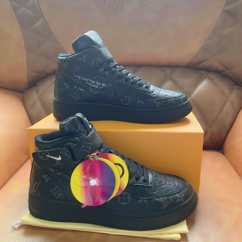 Louis Vuitton And Nike “Air Force 1” By Virgil Abloh Full Black For Men, Men’s Shoes