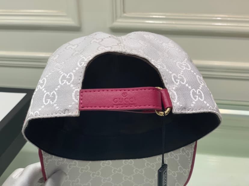 Gucci Original GG Canvas Baseball Hat With Web Pink GG Hat