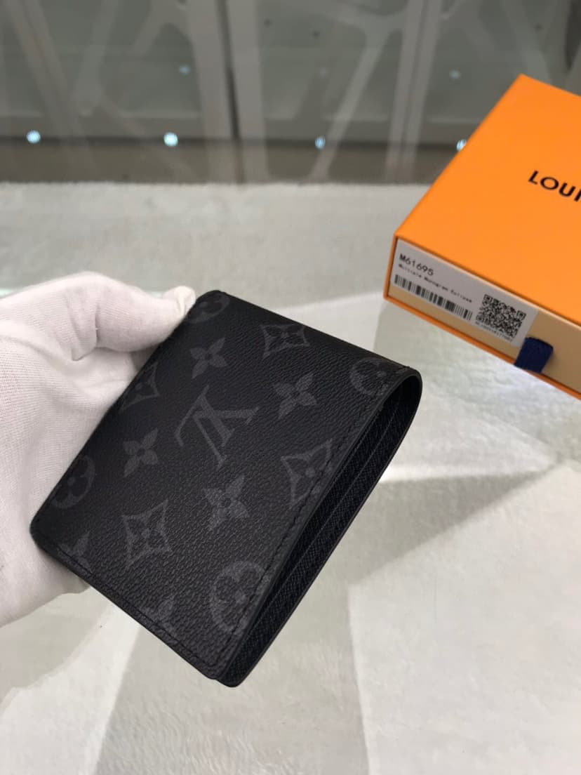 Louis Vuitton Multiple Wallet Monogram Eclipse For Men, Men's Wallet 4.5in/11.5cm LV M61695
