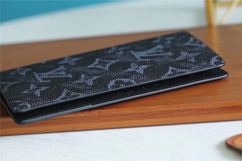 Louis Vuitton Brazza Wallet Monogram Pastel Noir Canvas For Men, Men's Wallet 7.5in/19cm LV