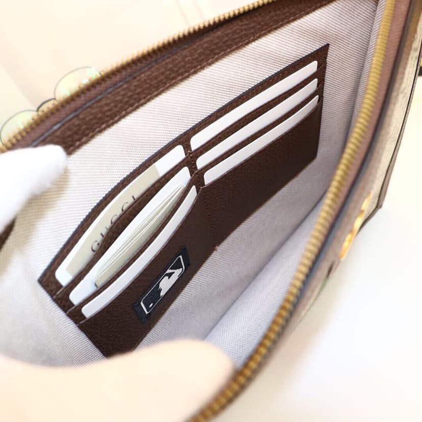 Gucci Ophidia Pouch With Web Beige And Ebony GG Supreme Canvas 672989 96IWT 8745