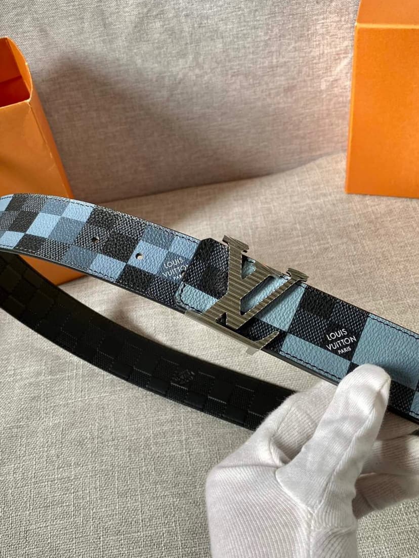 Louis Vuitton Initiales Reversible LV Belt Damier Graphite Giant Blue LV Women Belt