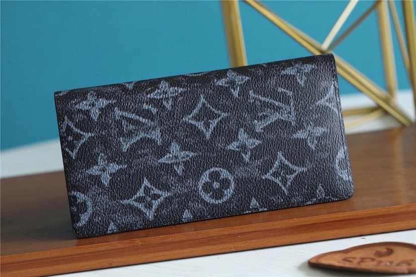 Louis Vuitton Brazza Wallet Monogram Pastel Noir Canvas For Men, Men's Wallet 7.5in/19cm LV