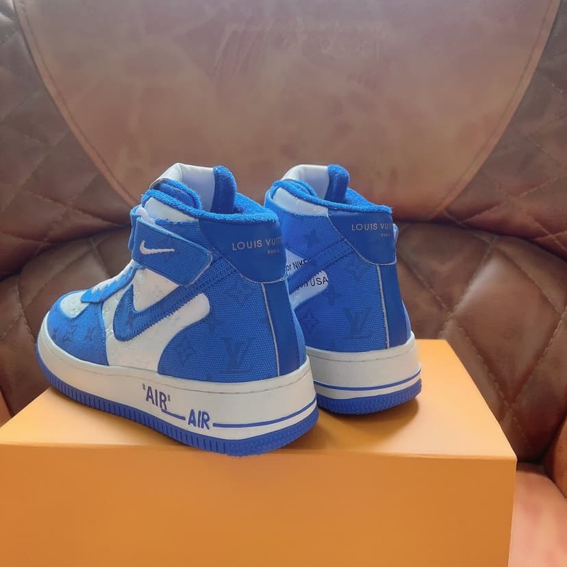 Louis Vuitton And Nike “Air Force 1” By Virgil Abloh White/Blue For Men, Men’s Shoes