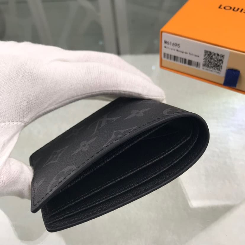 Louis Vuitton Multiple Wallet Monogram Eclipse For Men, Men's Wallet 4.5in/11.5cm LV M61695