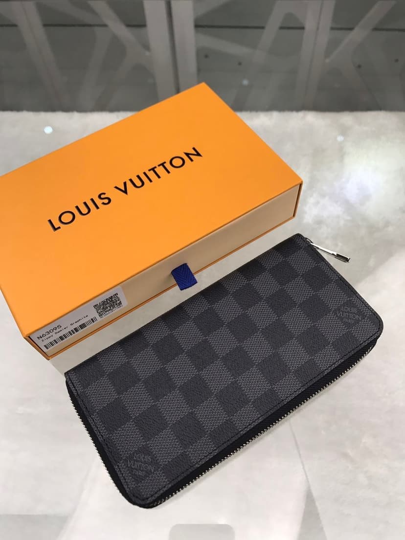 Louis Vuitton Zippy Wallet Vertical Damier Graphite Canvas For Men, Men's Wallet 7.9in/20cm LV N63095