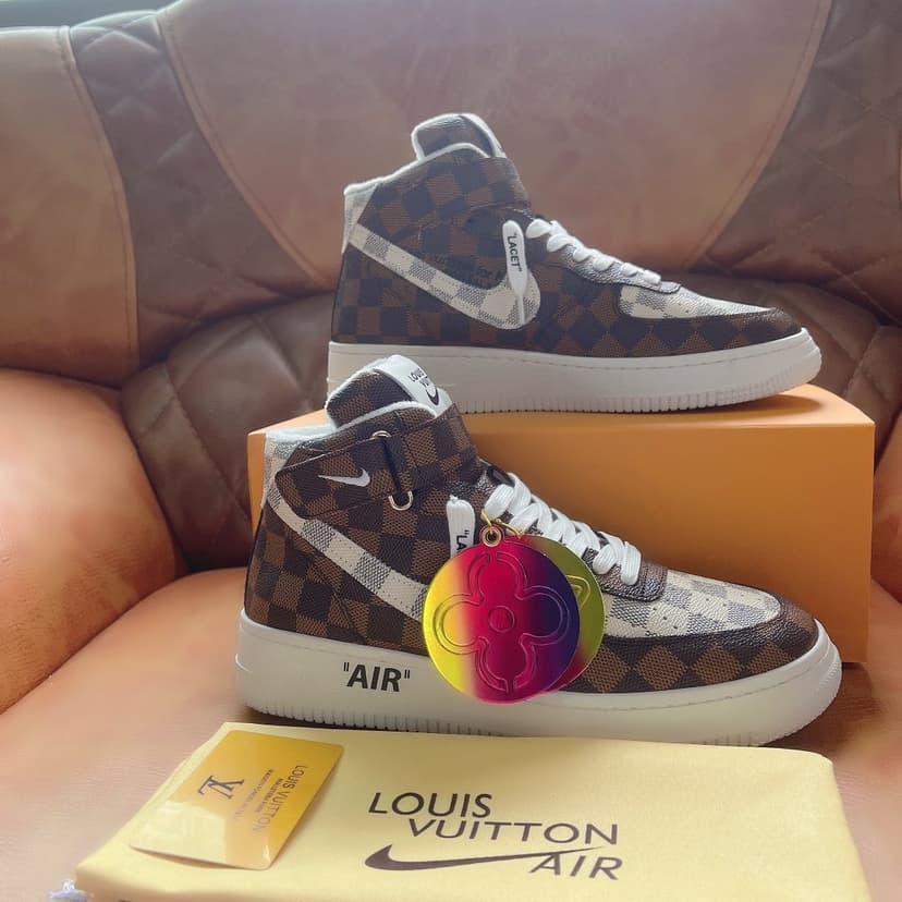Louis Vuitton And Nike “Air Force 1” By Virgil Abloh Caro White/Brown For Men, Men’s Shoes