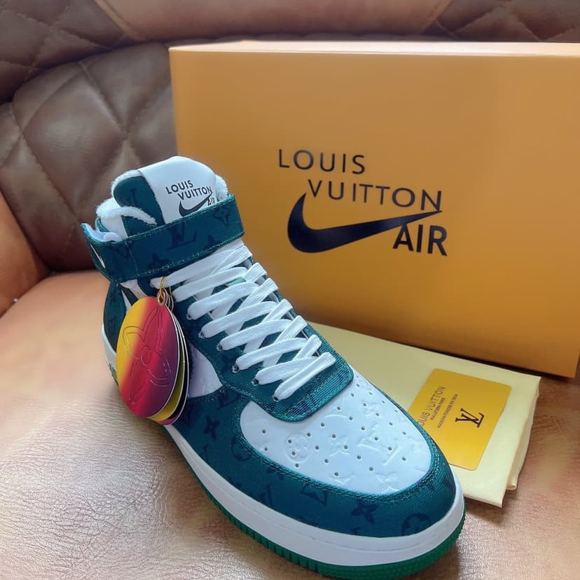 Louis Vuitton And Nike “Air Force 1” By Virgil Abloh White/Green For Men, Men’s Shoes
