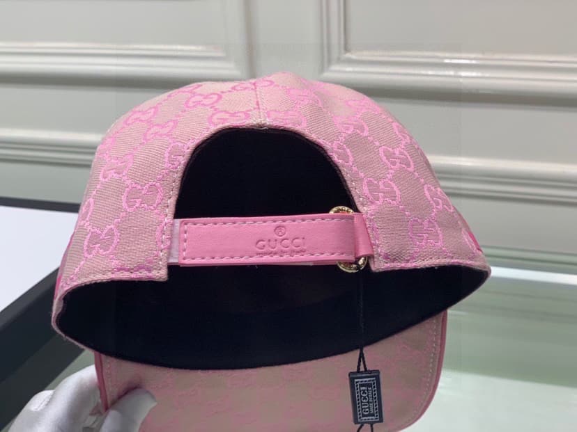 Gucci Original GG Canvas Baseball Hat With Web Pink GG Hat