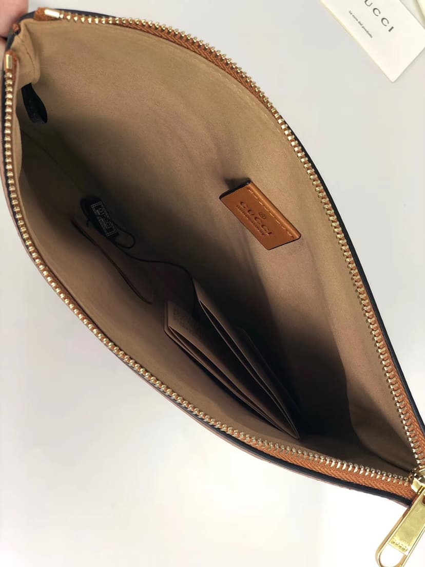 Gucci Vintage Canvas Pouch Beige Green Red Stripe For Men, Men's Pouch 11.5in/29cm GG