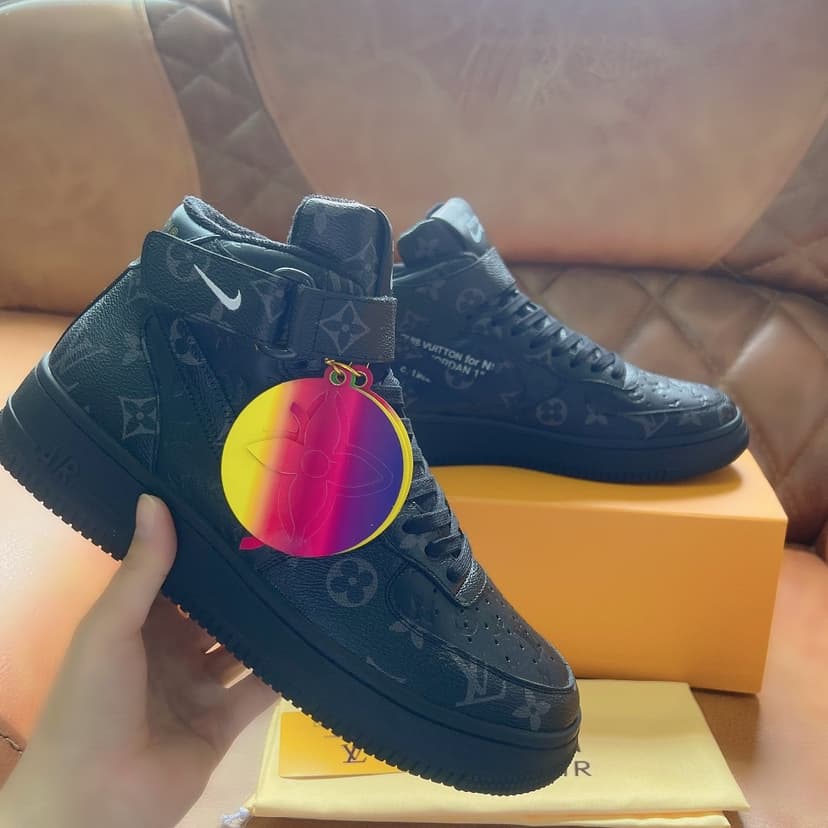 Louis Vuitton And Nike “Air Force 1” By Virgil Abloh Full Black For Men, Men’s Shoes
