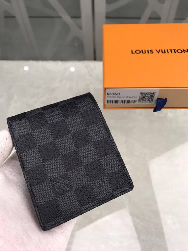Louis Vuitton Slender Wallet Damier Graphite Canvas For Men, Men's Wallet 4.3in/11cm LV N63261