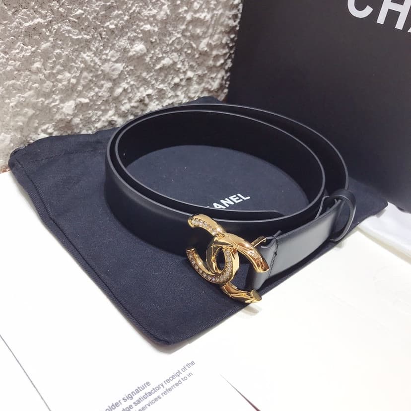 Chanel Belt With Double C Buckle Black With Gold Toned Hardware Women Belt