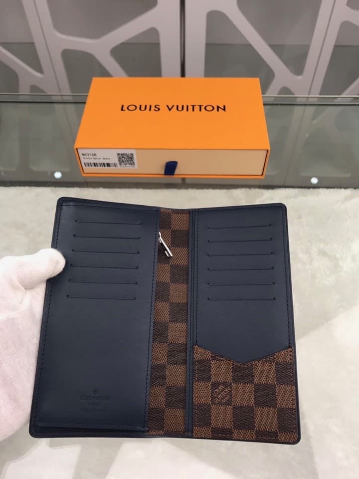 Louis Vuitton Brazza Wallet Damier Ebene Canvas For Men, Men's Wallet 7.5in/19cm LV