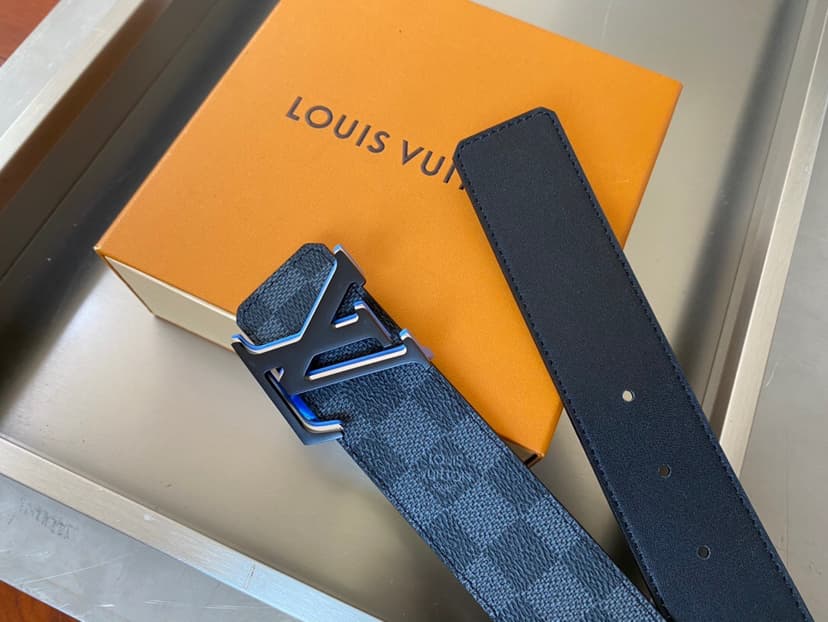 Louis Vuitton Initiales Reversible LV Belt Damier Graphite with Black Toned Hardware LV Women Belt