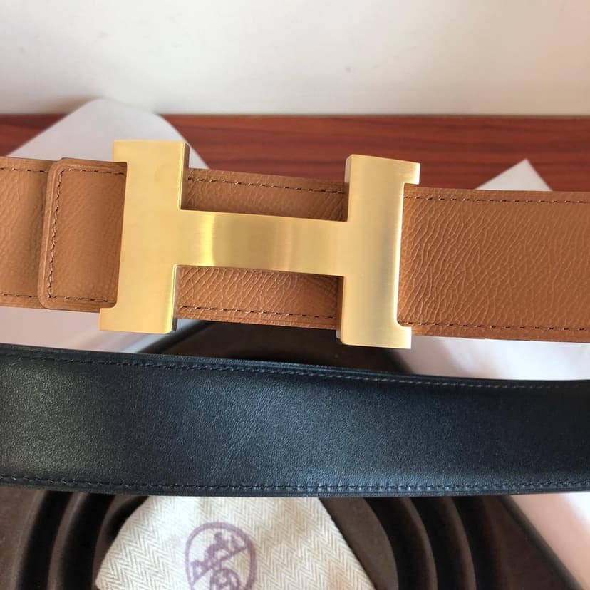 Hermes Mini Constance Guillochee Belt Buckle &amp; Reversible Brown For Women, Women Belt