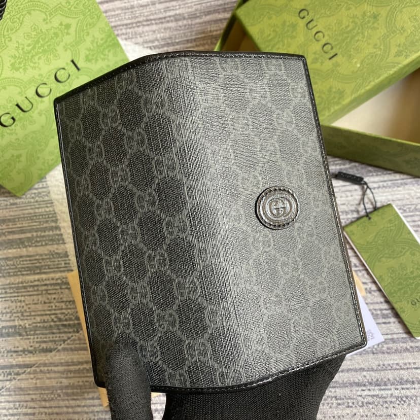 Gucci Marmont Long ID Wallet With Interlocking G Black For Men 7in/18cm GG