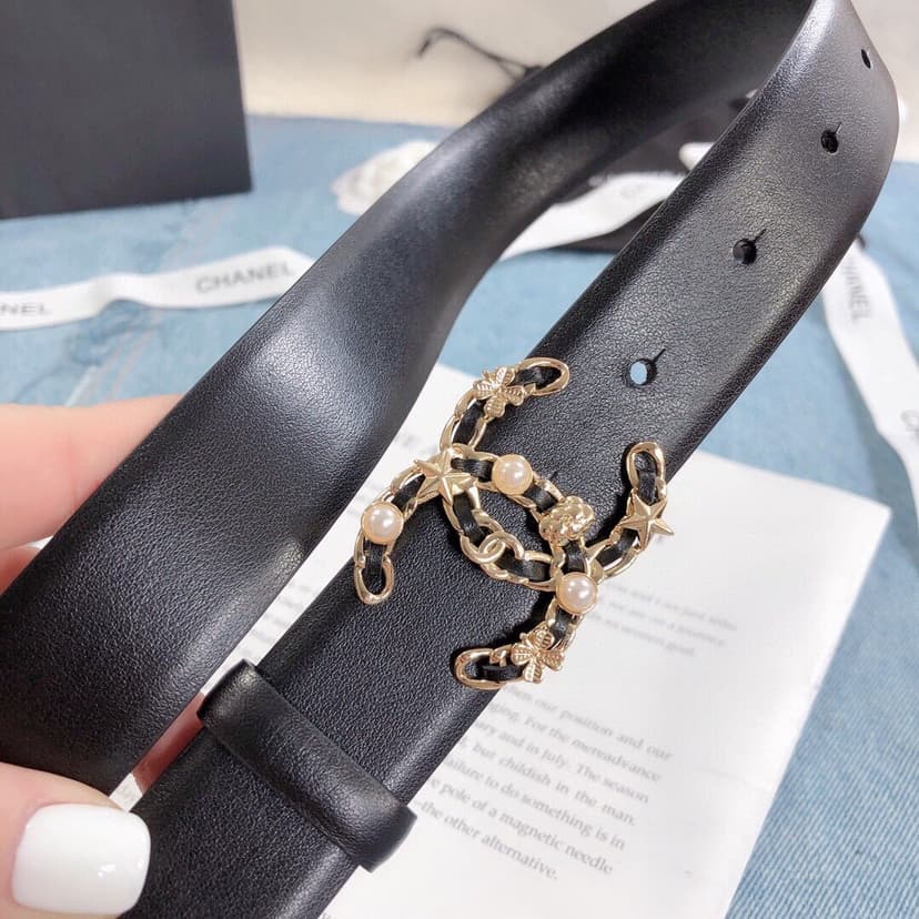Chanel Belt With Double C Buckle Black Gold Toned Hardware Women Belt