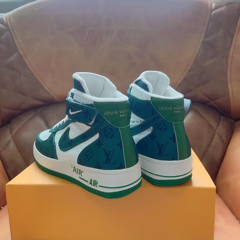 Louis Vuitton And Nike “Air Force 1” By Virgil Abloh White/Green For Men, Men’s Shoes