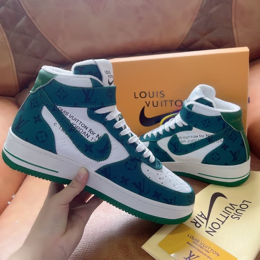 Louis Vuitton And Nike “Air Force 1” By Virgil Abloh White/Green For Men, Men’s Shoes