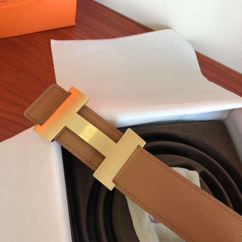 Hermes Mini Constance Guillochee Belt Buckle &amp; Reversible Brown For Women, Women Belt