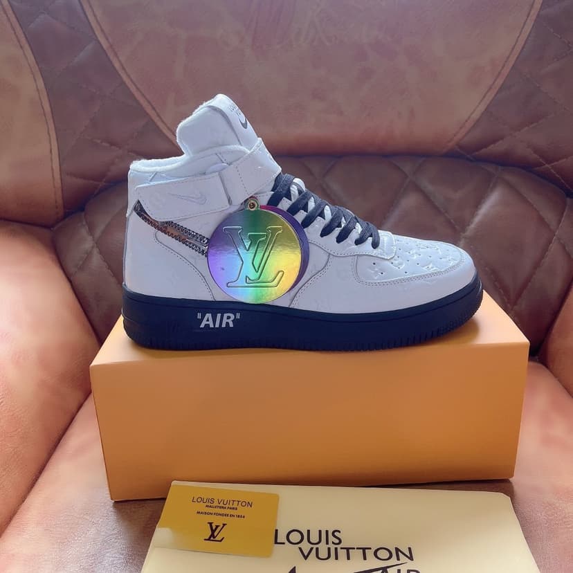 Louis Vuitton And Nike “Air Force 1” By Virgil Abloh White/Black For Men, Men’s Shoes