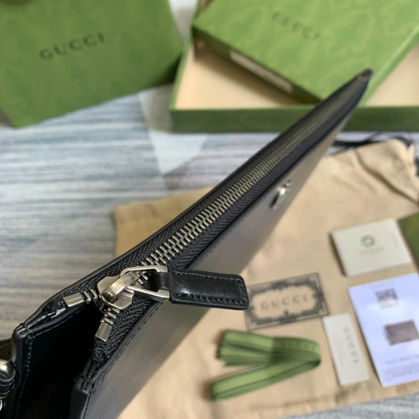 Gucci Marmont Pouch in Black with Gold Toned Hardware For Men, Men's Pouch 12in/30.5cm GG 475317 DJ20T 1000