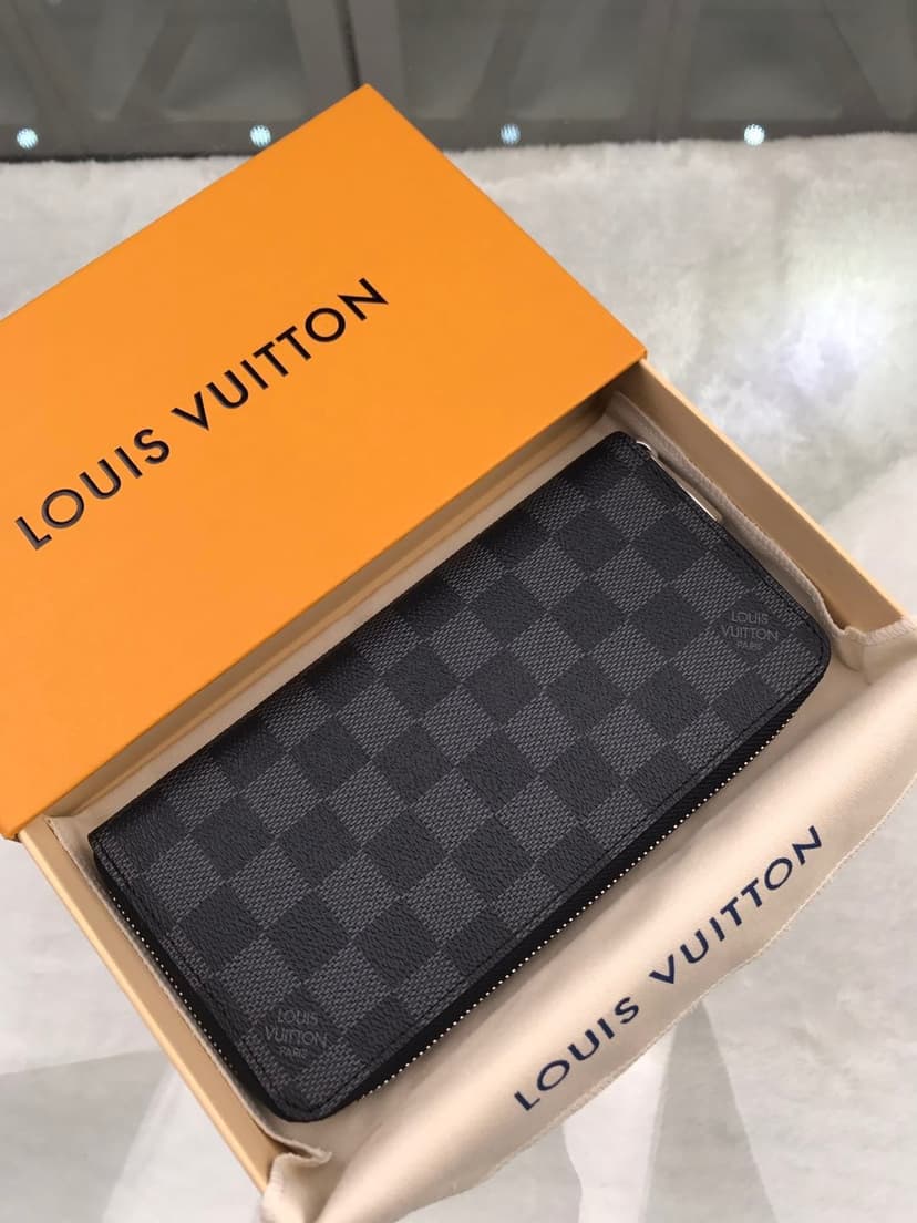 Louis Vuitton Zippy Wallet Vertical Damier Graphite Canvas For Men, Men's Wallet 7.9in/20cm LV N63095