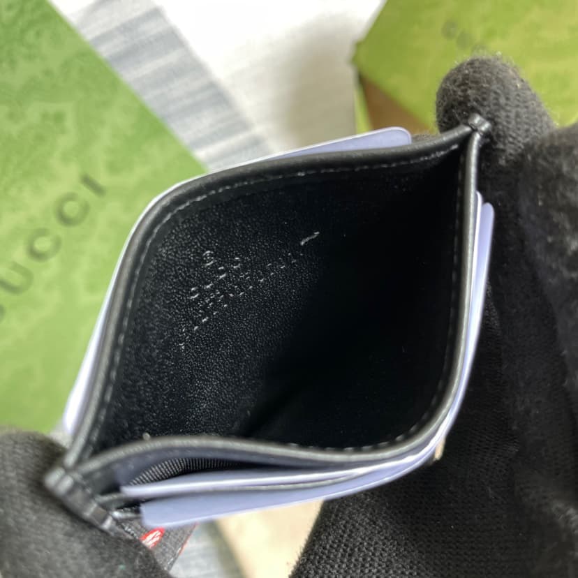 Gucci Card Case Black with Bees Signature For Men 4in/10cm GG