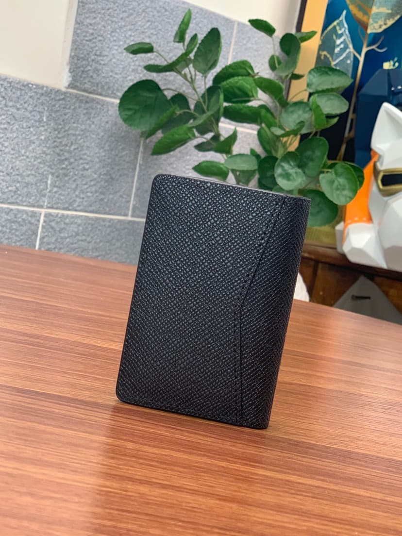 Louis Vuitton Pocket Organiser Taiga Black For Men, Men's Wallet 4.3in/11cm LV M30283