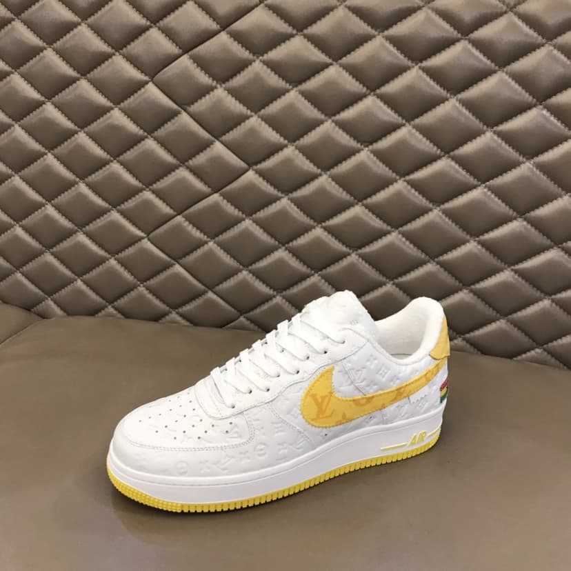 Louis Vuitton And Nike “Air Force 1” By Virgil Abloh White-Yellow For Men, Men's Shoes