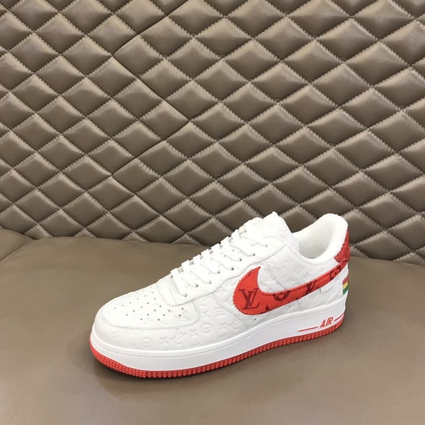 Louis Vuitton And Nike “Air Force 1” By Virgil Abloh White-Red For Men, Men's Shoes