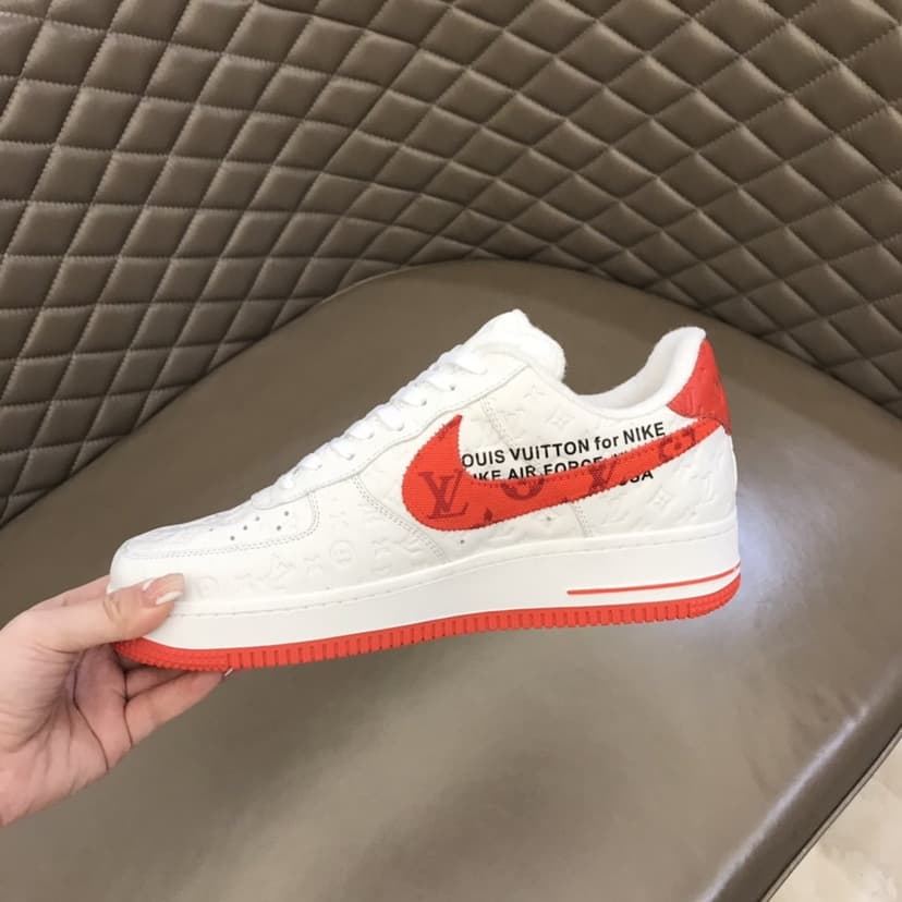 Louis Vuitton And Nike “Air Force 1” By Virgil Abloh White-Red For Men, Men's Shoes