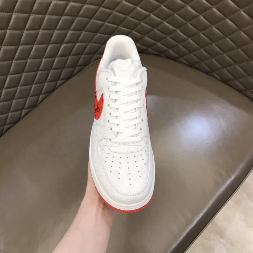 Louis Vuitton And Nike “Air Force 1” By Virgil Abloh White-Red For Men, Men's Shoes