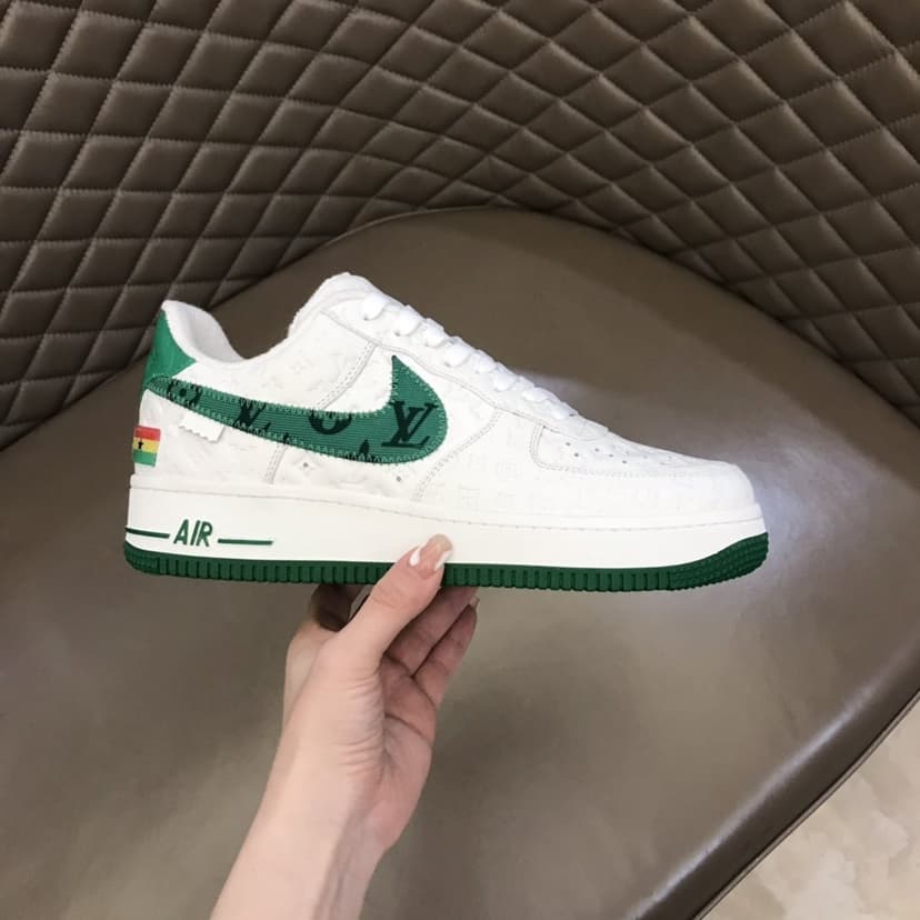 Louis Vuitton And Nike “Air Force 1” By Virgil Abloh White-Green For Men, Men's Shoes