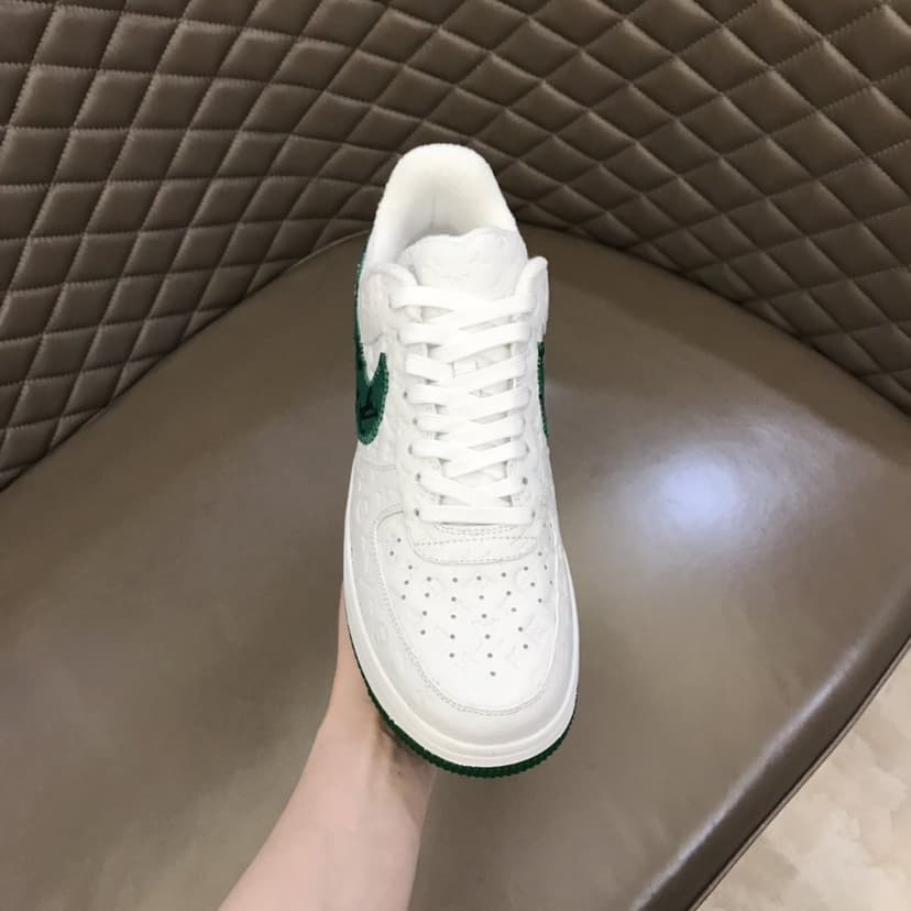 Louis Vuitton And Nike “Air Force 1” By Virgil Abloh White-Green For Men, Men's Shoes