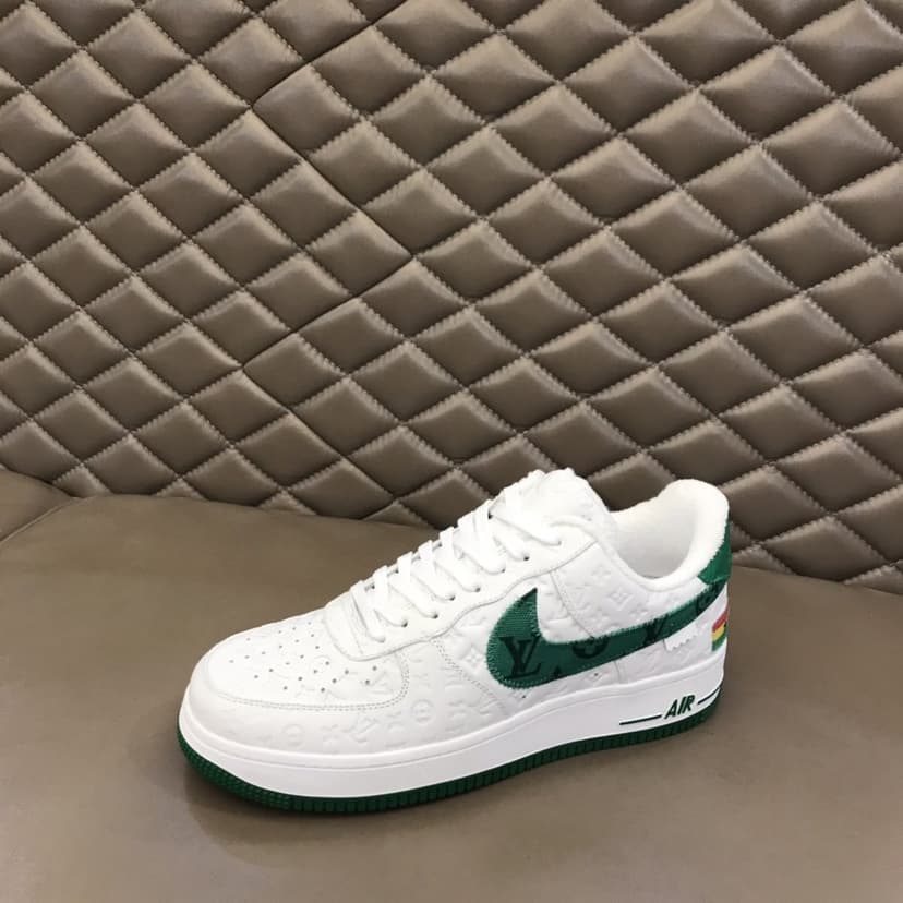 Louis Vuitton And Nike “Air Force 1” By Virgil Abloh White-Green For Men, Men's Shoes