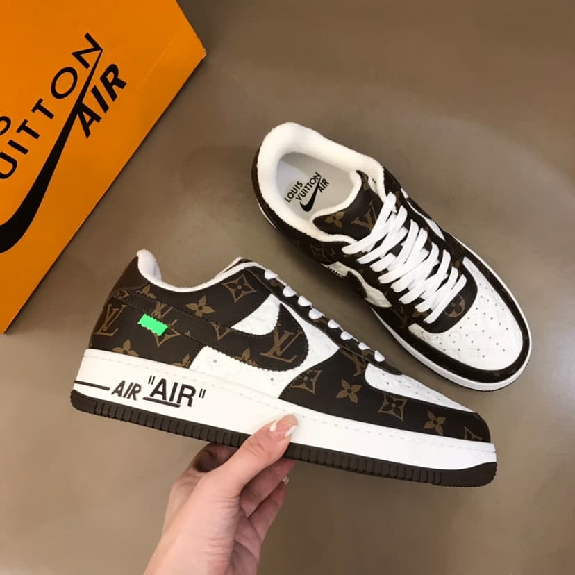 Louis Vuitton And Nike “Air Force 1” By Virgil Abloh Brown-White For Men, Men’s Shoes