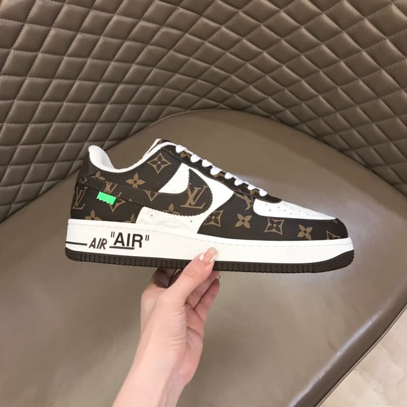 Louis Vuitton And Nike “Air Force 1” By Virgil Abloh Brown-White For Men, Men’s Shoes