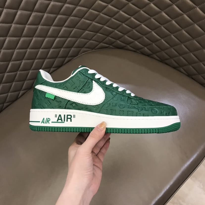 Louis Vuitton x Nike "Air Force 1" By Virgil Abloh in Green and White Sneaker For Men, Men's Shoes