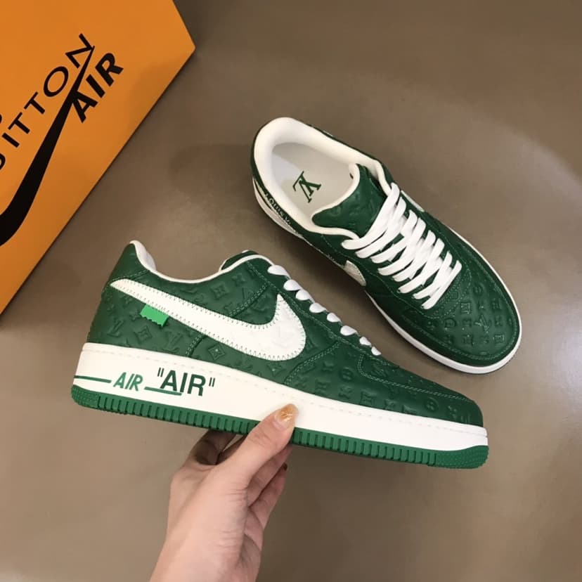 Louis Vuitton x Nike "Air Force 1" By Virgil Abloh in Green and White Sneaker For Men, Men's Shoes