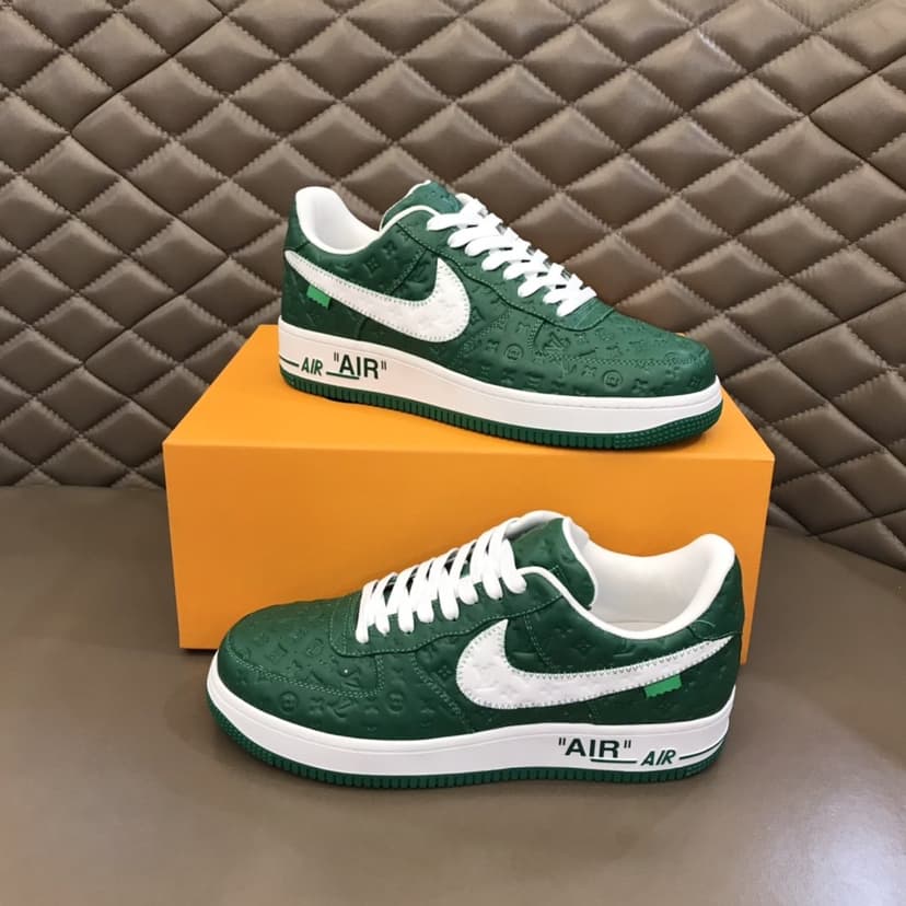 Louis Vuitton x Nike "Air Force 1" By Virgil Abloh in Green and White Sneaker For Men, Men's Shoes