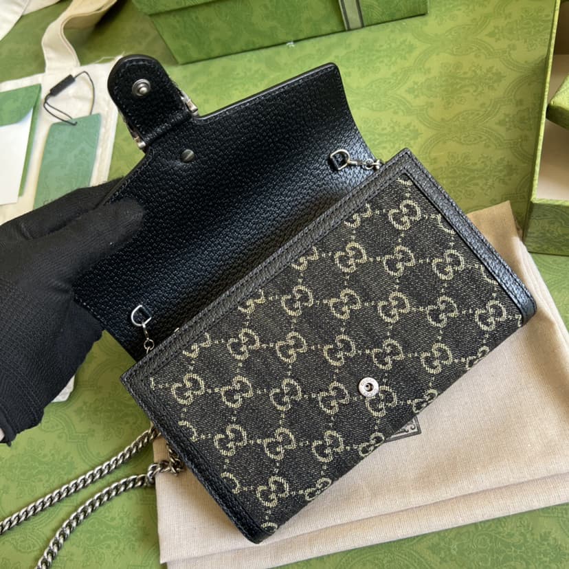 Gucci Dionysus GG Mini Chain Bag Black And Ivory 401231 UN3BN 1274
