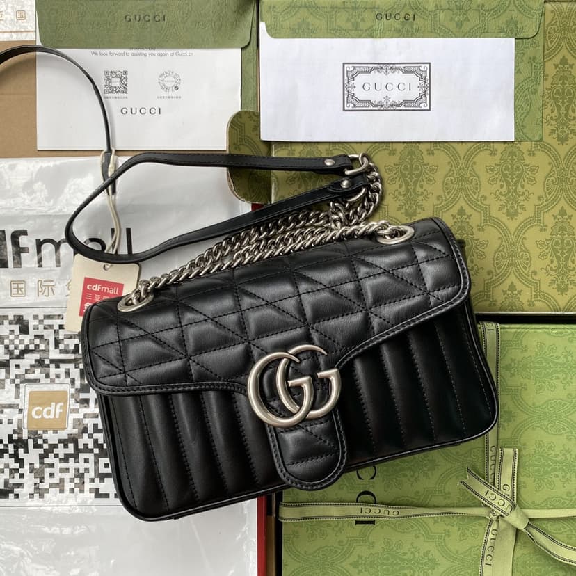Gucci GG Marmont Small Shoulder Bag Black 443497 UM8AN 1000