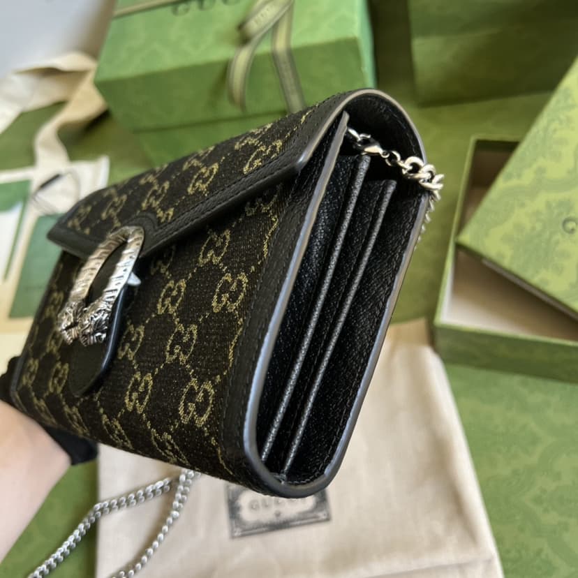 Gucci Dionysus GG Mini Chain Bag Black And Ivory 401231 UN3BN 1274