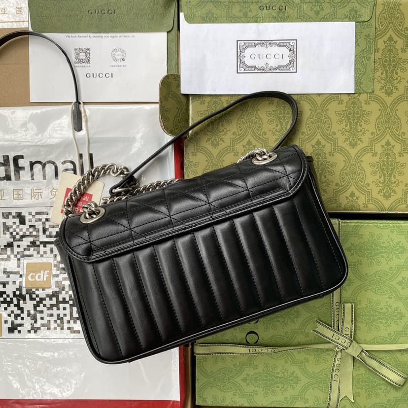 Gucci GG Marmont Small Shoulder Bag Black 443497 UM8AN 1000