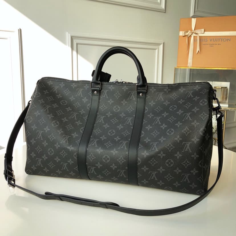 Louis Vuitton Keepall Bandouliere 55 Monogram Eclipse Canvas Black M40605
